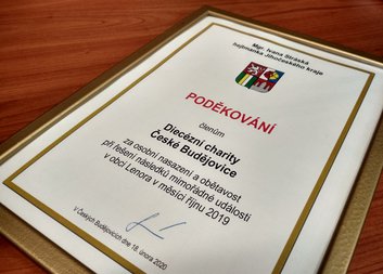 Ocenění pro Charitu za nasazení při mimořádné události v Lenoře